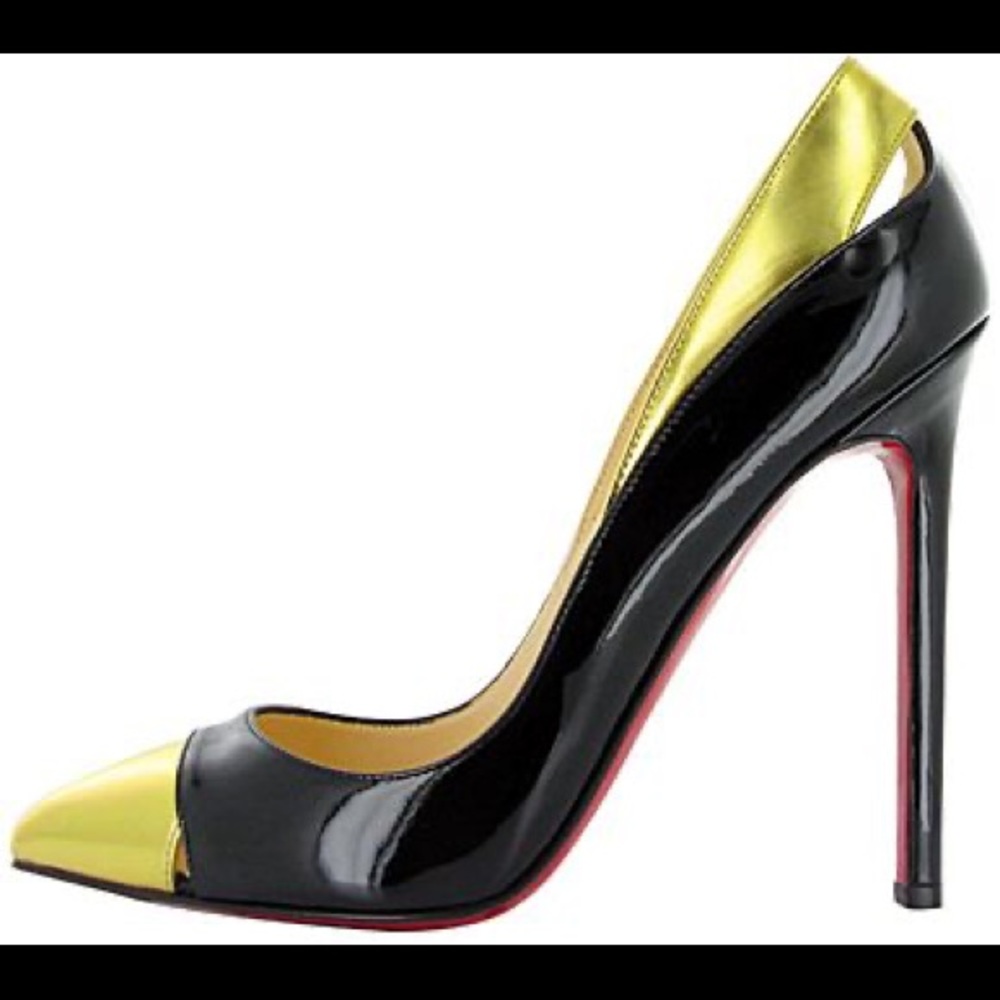 Christian Louboutin Black and Gold Heels